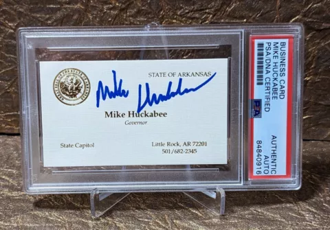 Governor Mike Huckabee PSA/DNA Autographed Signed Gold Embossed Business Card Cover