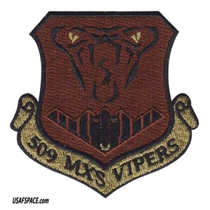 USAF 509 MAINTENANCE SQ -509 MXS VIPERS-B-2 BOMBER -Whiteman AFB, MO- VEL PATCH - Picture 1 of 3