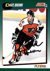 Dave Brown - Signed 1991-92 Score Card #84T - Picture 1 of 2