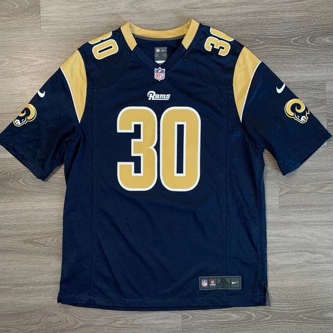 LA Rams Todd Gurley Jersey NFL Nike On Field Mens XL Navy Tan #30 Printed Cover