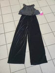 NWT Girls Size 10 Amy Byer Black Velour Jumper Holiday Dressy 1-piece Outfit - Picture 1 of 10