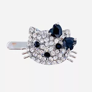 Kätzchen Katze Magnet Haarspange Pin aus Swarovski Kristall kleine Haarspange schwarz - Bild 1 von 3