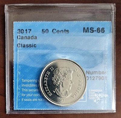 Canada 2017 - Classic Fifty Cent Piece- Super Gem BU -  CCCS Certified MS-66!! - Image 1 of 3