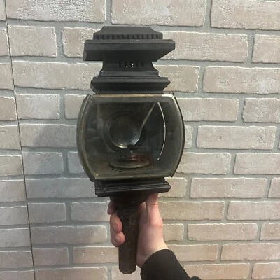 Antigua lámpara de conducción automática de vidrio biselado completa para carro buggy autocar años 1800 Foto 1 de 4