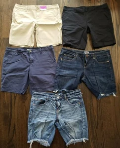 *Lot of 5 MOSSIMO SHORTS JEANS DARK & LIGHT WASH CUTOFF NAVY KHAKI BLACK SLIM 13 - Picture 1 of 11