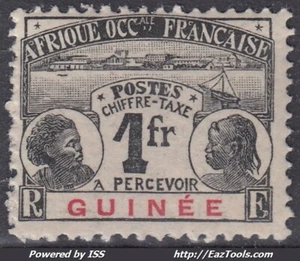 GUINEE : TAXE 1F NOIR SUR ROSE N° 15 NEUF ** GOMME SANS CHARNIERE - Picture 1 of 2