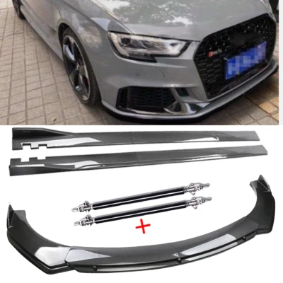 Front Lip Chin Bumper Spoiler Side Skirt Carbon Fiber For AUDI A3 S3 RS3 - Image 1 of 4