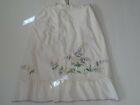 Beautiful White Hand embroidered Floral waist Apron with lilac color trim