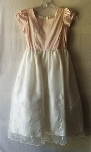 Dimples Los Angeles Girls Size 10 PT Special Occasion Pink Silk & Cream Organza - Picture 1 of 9