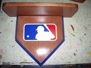 Bobble heads MLB Home plate shelf  Handmade Natural wood  Stained Cherry - Picture 1 of 2