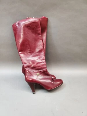 Botas de Tacón Hasta la Rodilla con Cremallera Etienne Aigner De Colección, Talla 5.5, Borgoña Foto 1 de 4