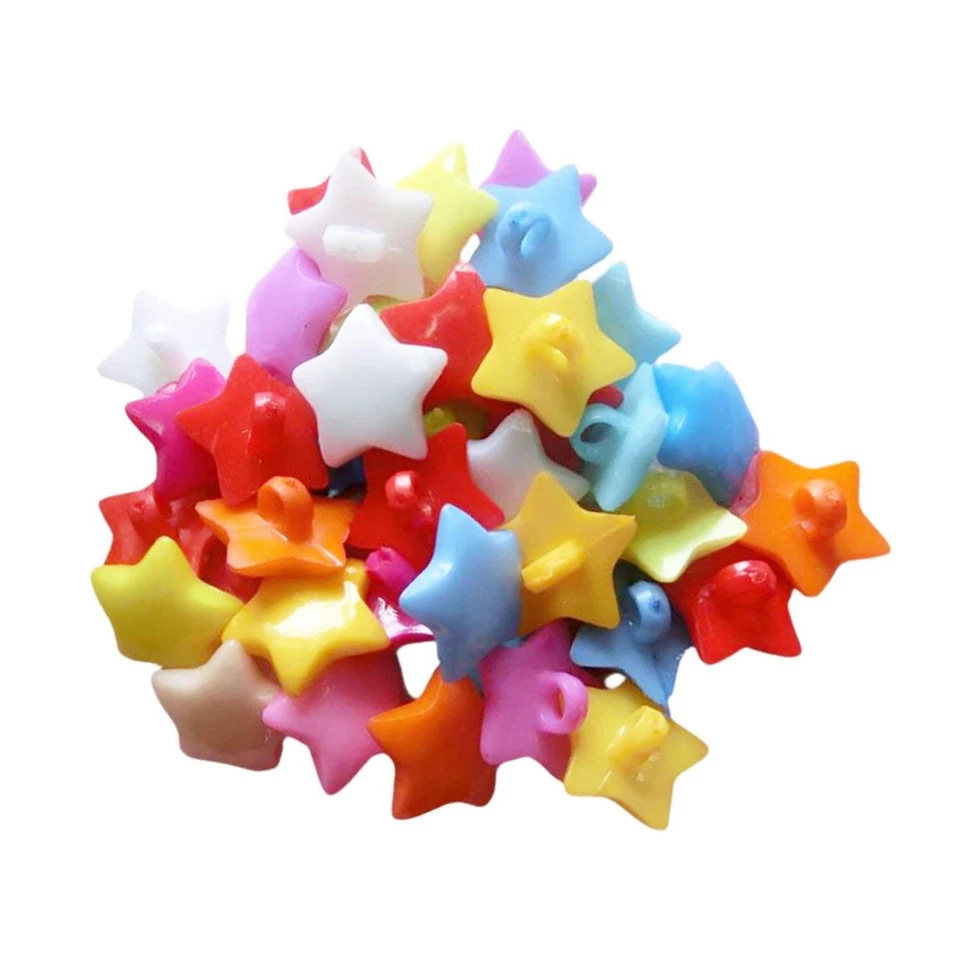 15mm Plastic Star Buttons with Loop Shank for Sewing and Crafts 50pcs - Image 1 of 3