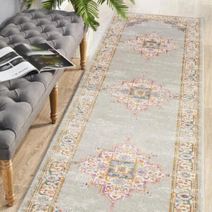 Larsa Oriental Vintage Grey Modern Rug Runner - 3 Sizes **FREE DELIVERY** - Picture 1 of 24