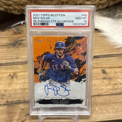 2021 Topps Inception Nick Solak #NS Rookie Emerging Stars Auto Orange /50 PSA 10 - Image 1 of 4