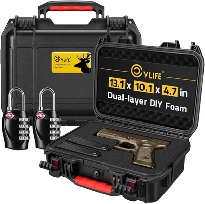 Pistol Case Lockable, TSA Approved Firearm Travel Case with 2 TSA Locks, Hard Sh - Image 1 of 4