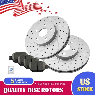 Front Drilled Brake Rotors + Ceramic Pads for 2000-2010 Toyota Celica Scion tC - Image 1 of 4