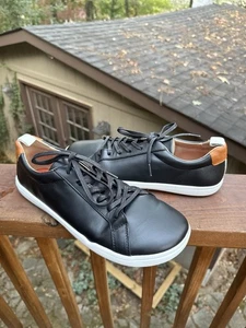 Origo Barefoot Shoes Men’s 9.5 Blk Leather Foot-shaped Minimal Everyday Sneaker - Picture 1 of 15