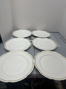 Limoges Old Abbey Tureen Underplate 5 Dinner Plates Gold Trim Scalloped France - Picture 1 of 6