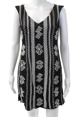 Vestido Nanette Lepore para mujer de lino sin mangas bordado línea A negro talla 4 Foto 1 de 4