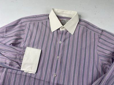 Turnbull & Asser Dress Shirt Men's 16/41 french cuff contrast collar striped - Image 1 of 4