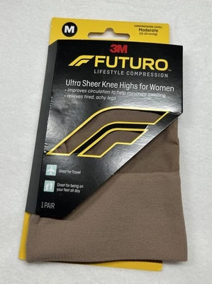 Hasta la rodilla Futuro ultra transparentes para mujer, compresión moderada, talla mediana (A-44 Foto 1 de 2