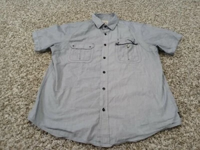 Howe Mens Shirt Size XL Gray Striped Short Sleeve Button Front 100% Cotton - Image 1 of 4