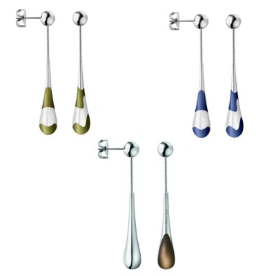 Orecchini Donna CALVIN KLEIN ELLIPSE Pendenti Acciaio Inossidabile Blu Verde - Immagine 1 di 4