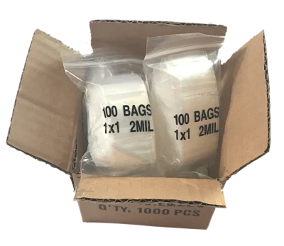 1000Pc Zip Bag Lots Zipper Bags Clear Reclosable Zip Bag 2-mil BULK Poly Bag 1x1 - Image 1 of 3