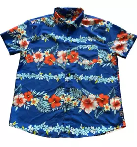 SOUTHPOLE Hawaiihemd Knopfleiste Herren Large Y2K blau Urlaub Resort Strand - Bild 1 von 10