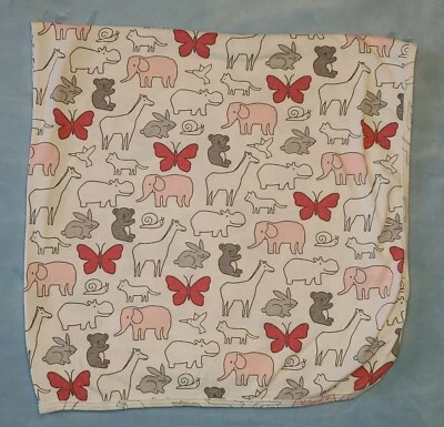 Manta Carters Rosa Blanco Gris Animal Bebé Selva Mariposa Conejito Jirafa Zoo Foto 1 de 3