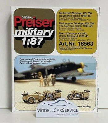 Preiser military 1/87: 16563 Motorrad Zündapp KS 750 mit Beiwagen. DR 39-45 - Image 1 of 2