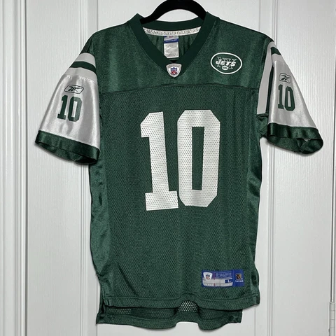 VTG NFL New York Jets YOUTH Jersey Reebok #10 Chad Pennington Green White Large Cover