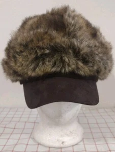 Gorra de invierno de piel sintética marrón para mujer talla única cálida elegante linda retro divertida - Imagen 1 de 6