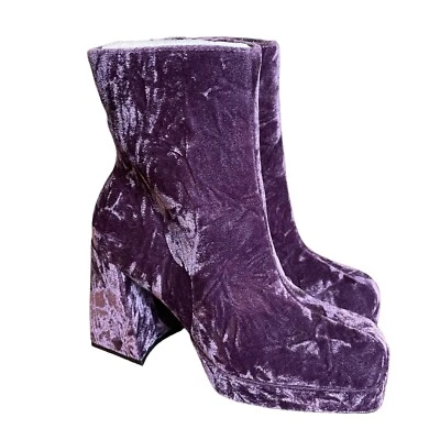 Botas de Plataforma Gianni Bini Talla 5 GB So Retro Púrpura Terciopelo Aplastado Foto 1 de 4