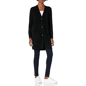 Pendleton Women's Merino Long Cardigan Sweater, Black, SM - Picture 1 of 2