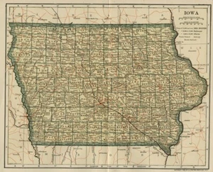 Mapa de Iowa: Ferrocarriles topográficos genuinos de 1908 (fechados) condados ciudades ciudades pueblos - Imagen 1 de 2