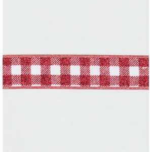 10yd Roll 'Red Check' Quality Fabric Wire Edge Christmas Ribbon 1.5in Wide - Picture 1 of 1