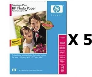 *NOWY* 5 szt. Papier fotograficzny HP Premium Plus wysoki połysk 50 arkuszy 8,5 x 11" Q1785A - Zdjęcie 1 z 2