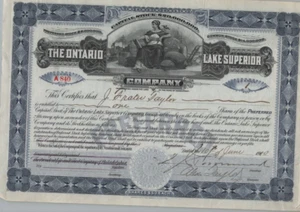 THE ONTARIO LAKE SUPERIOR COMPANY...1910 STOCK CERTIFICATE - Picture 1 of 1