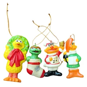 Vintage 1970s Sesame Street Tree Ornaments Set Of 4 - Picture 1 of 10