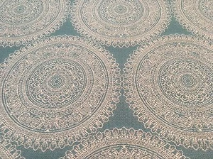 Kravet Dark Aqua Modern Suzani Medallion Upholstery Fabric (32526-13) 3.65 yd - Picture 1 of 4