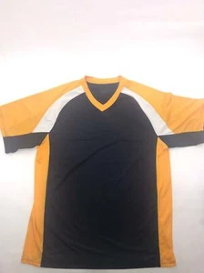 Lot 2x Augusta Mesh Short Sleeve High V Neck Shirt Navy Blue White Gold Adult L - Picture 1 of 1