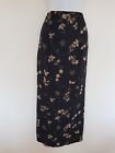 Vintage Skirt SILK Black Floral Long Maxi Back Slit Retro Size 10 Sheer Smart