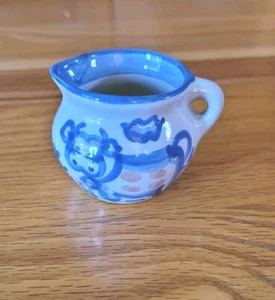 M A Hadley Pottery Miniature Cow Creamer Pitcher 2”Tall Stoneware Hand Painted - Picture 1 of 6