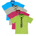 BOYS  SUMMER SHORT SLEEVE DRESS SHIRT WITH TIE, SIZE：4 to 14