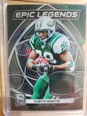 CURTIS MARTIN 2019 SPECTRA "EPIC LEGENDS" JETS REFRACTOR WORN JERSEY PATCH 41/99 - Image 1 of 2