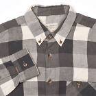 Nudie Jeans Shirt Mens Small Gray Cream Plaid Organic Cotton Flannel Button-Down