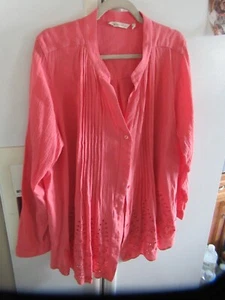 Soft Surroundings Shirt Womens 1X Gauzy Cotton Peach Tunic top tunic - Picture 1 of 4