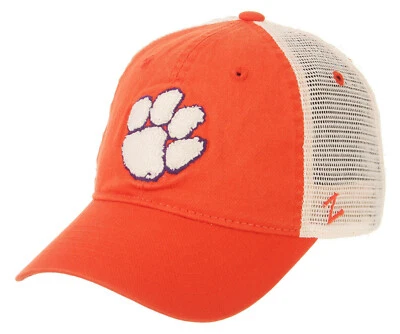 CLEMSON TIGERS NCAA ORANGE MESH SLOUCH TRUCKER SNAPBACK Z WASHED CAP HAT NWT! - Image 1 of 4