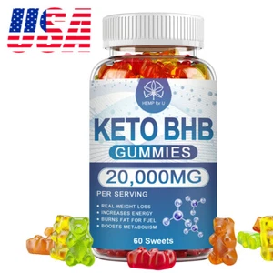 Keto BHB Diet Gummies - Fat Burner ACV Weight Loss Appetite Suppressant 20,000mg - Picture 1 of 9